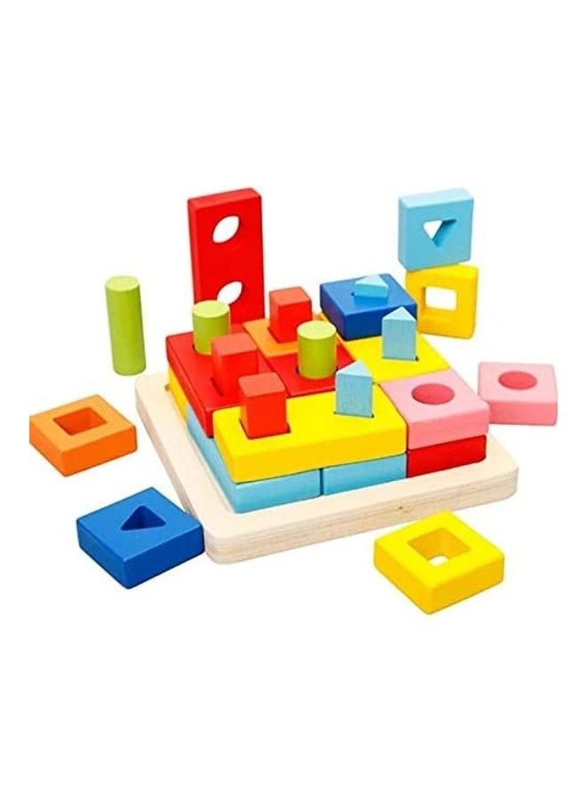 Wooden Shape Blocks Matching Set 19x15x6.5cm