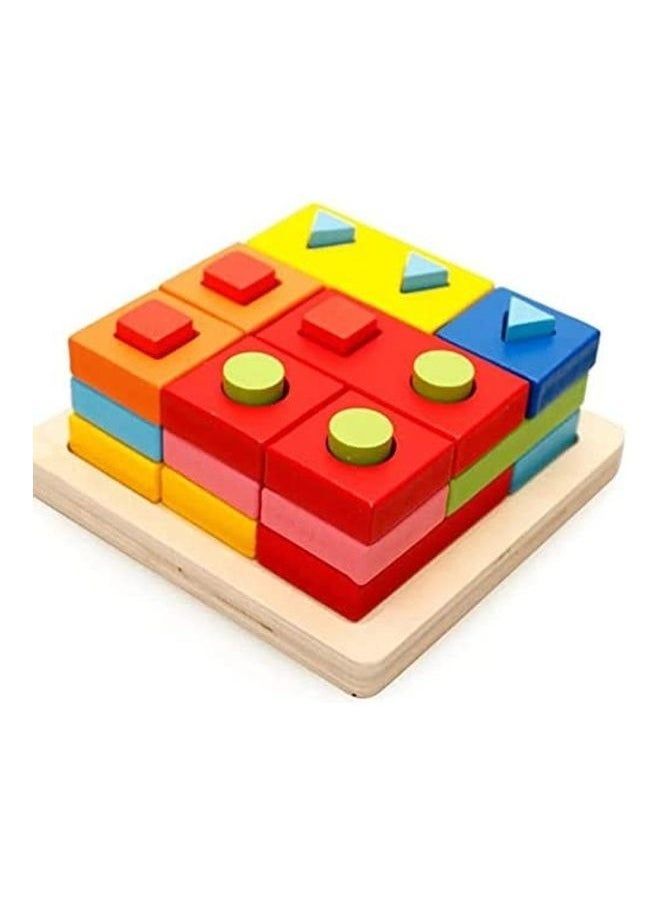 Wooden Shape Blocks Matching Set 19x15x6.5cm