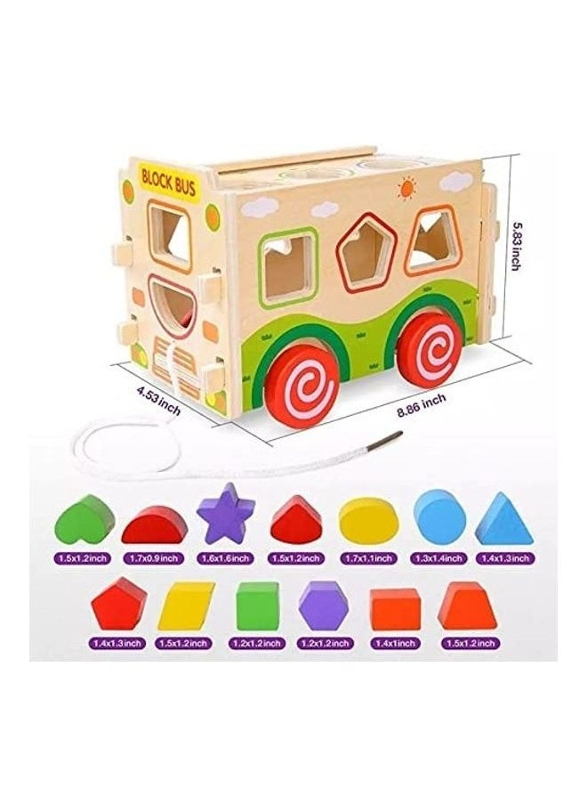 Wooden 3D Cube Figure Recognation Statue Early Education 28x20x6.2cm