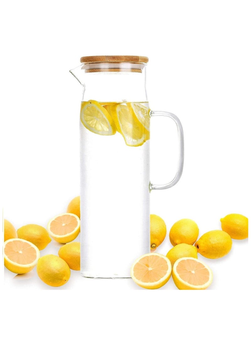 Glass Carafes Glasses Water Jug Container Water Pitcher With Bamboo Lids 1000ml/1500ml (1000ml)