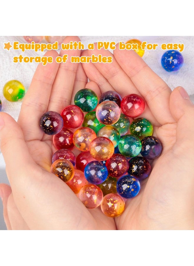 35Pcs Colorful Glass Marbles, Round Marble Beads Decorative Glass Gems For Collectable Kids Marble Games Home Decoration