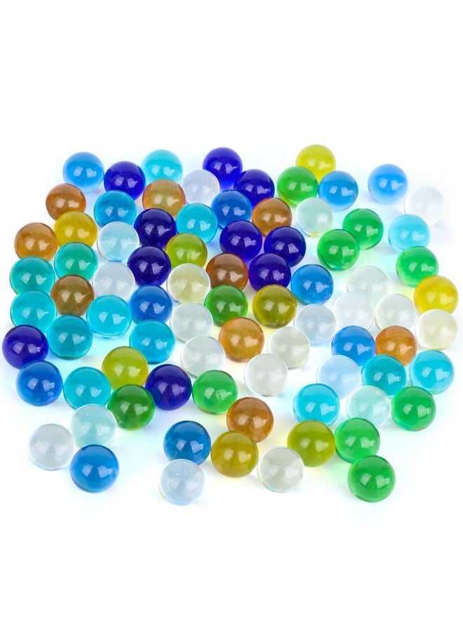 90Pcs Glass Marbles Bulk, 0.55Inch Round Marble Beads Glass Gem Pebbles For Kids Marble Games Diy Vase Fillers