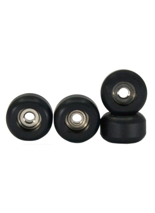 Cnc Polyurethane Fingerboard Bearing Wheels, Black - Set Of 4 Wheels - Durable Material With A Hard Durometer