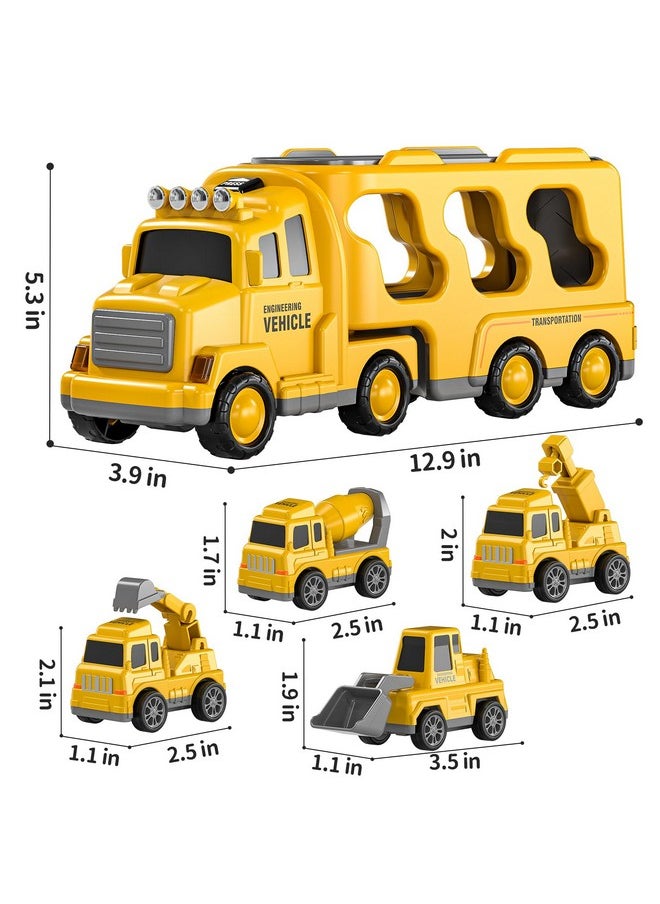 Construction Truck Boy Toys For 3-5 Year Old Toddlers - Toys For 3 4 5 6 7 Years Old Engineering Transport Vehicle Carrier Truck, Kids Excavator Crane Gift Toys For Boys & Girls Aged 4-6