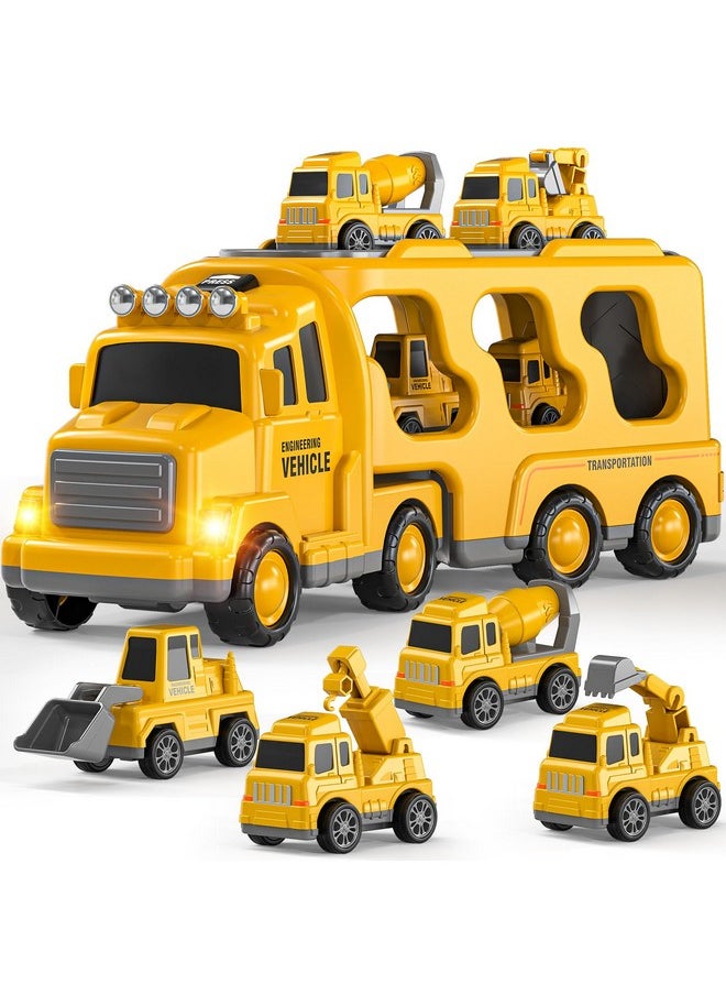 Construction Truck Boy Toys For 3-5 Year Old Toddlers - Toys For 3 4 5 6 7 Years Old Engineering Transport Vehicle Carrier Truck, Kids Excavator Crane Gift Toys For Boys & Girls Aged 4-6