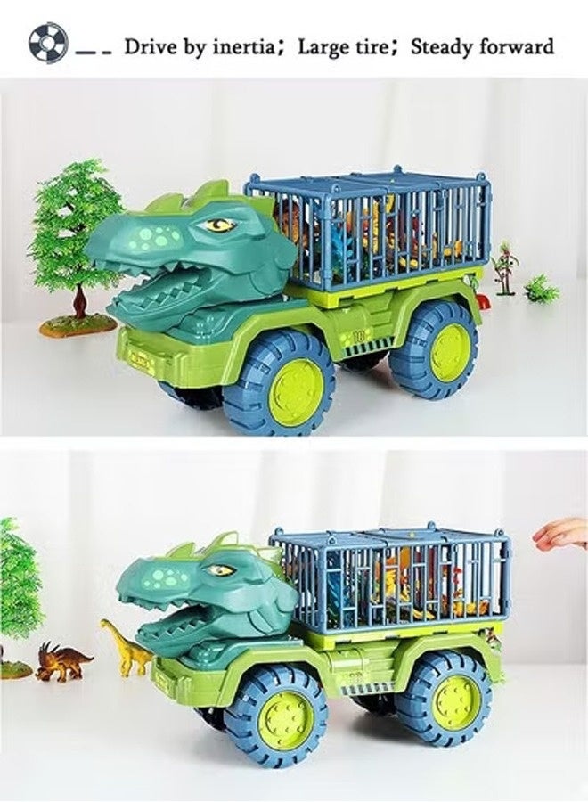 Dinosaur Truck Toys With 15 Dinosaur Toys Playset Figures,Toy Trucks for Boys,Large Dinosaur Carrier Truck