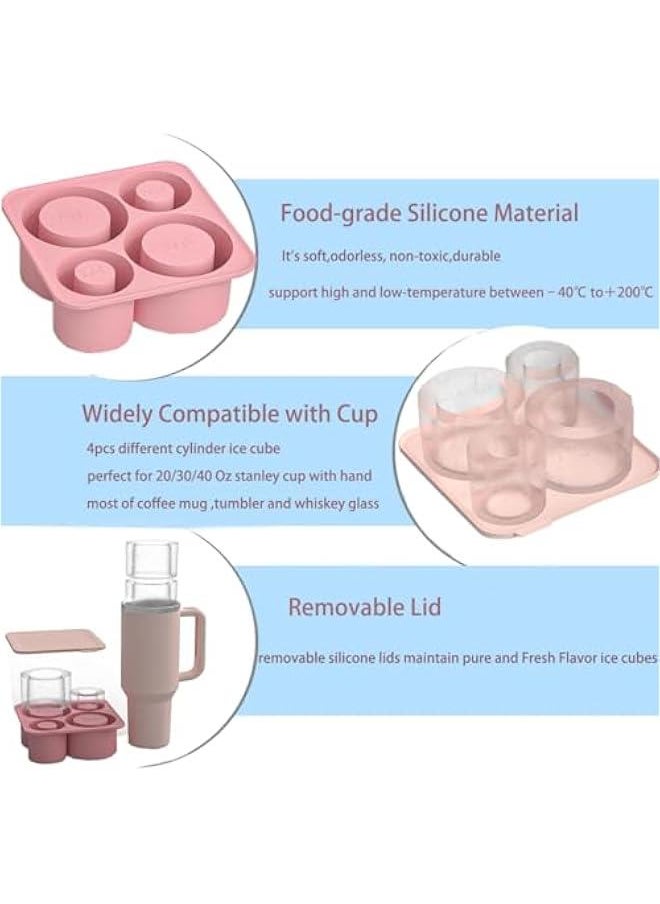 Silicone Ice Cube Tray for Stanley cup Tumbler Cup Silicone Mug Ice Mold Ice Cube Mold Cooling Ice Making Mold for Freezer (Pink)