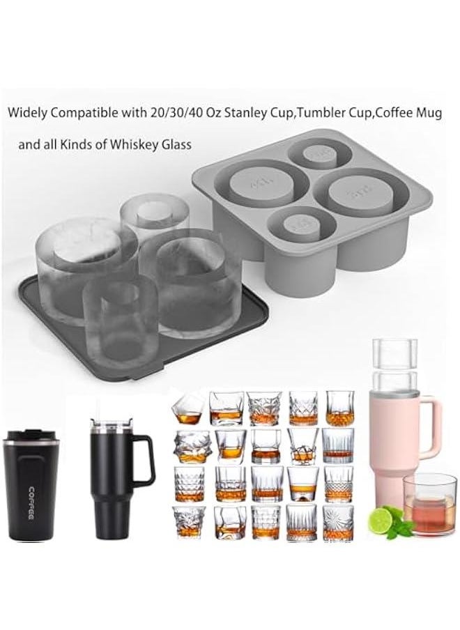 Silicone Ice Cube Tray for Stanley cup Tumbler Cup Silicone Mug Ice Mold Ice Cube Mold Cooling Ice Making Mold for Freezer (Pink)