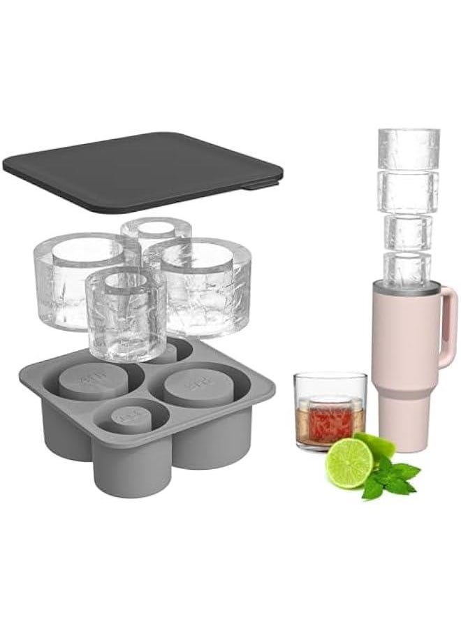 Silicone Ice Cube Tray for Stanley cup Tumbler Cup Silicone Mug Ice Mold Ice Cube Mold Cooling Ice Making Mold for Freezer (Gray)