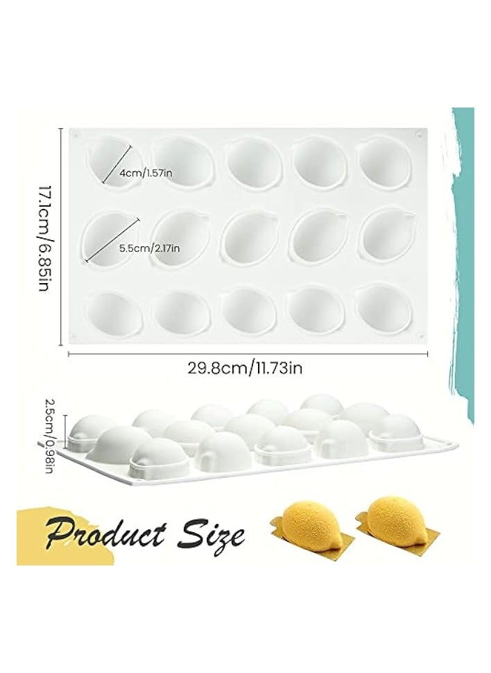 15 Cavity Lemon Silicone Mold, Mousse Chocolate Molds for Homemade Soap Cake Pastry Baking Cookies Pastry Tools Candle Lotion Bar Bath Bomb Plaster Bakeware Cupcakes Topper Moulds