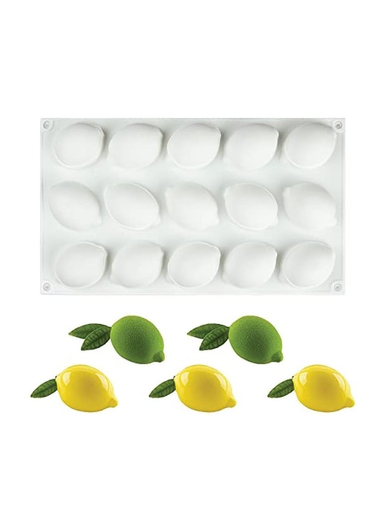 15 Cavity Lemon Silicone Mold, Mousse Chocolate Molds for Homemade Soap Cake Pastry Baking Cookies Pastry Tools Candle Lotion Bar Bath Bomb Plaster Bakeware Cupcakes Topper Moulds