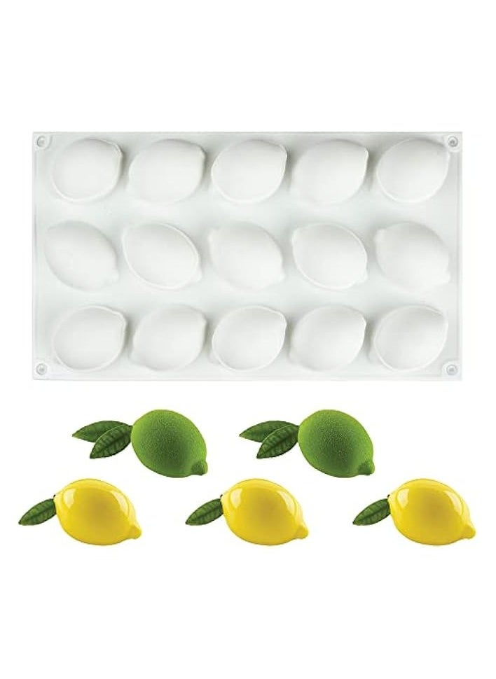 15 Cavity Lemon Silicone Mold, Mousse Chocolate Molds for Homemade Soap Cake Pastry Baking Cookies Pastry Tools Candle Lotion Bar Bath Bomb Plaster Bakeware Cupcakes Topper Moulds