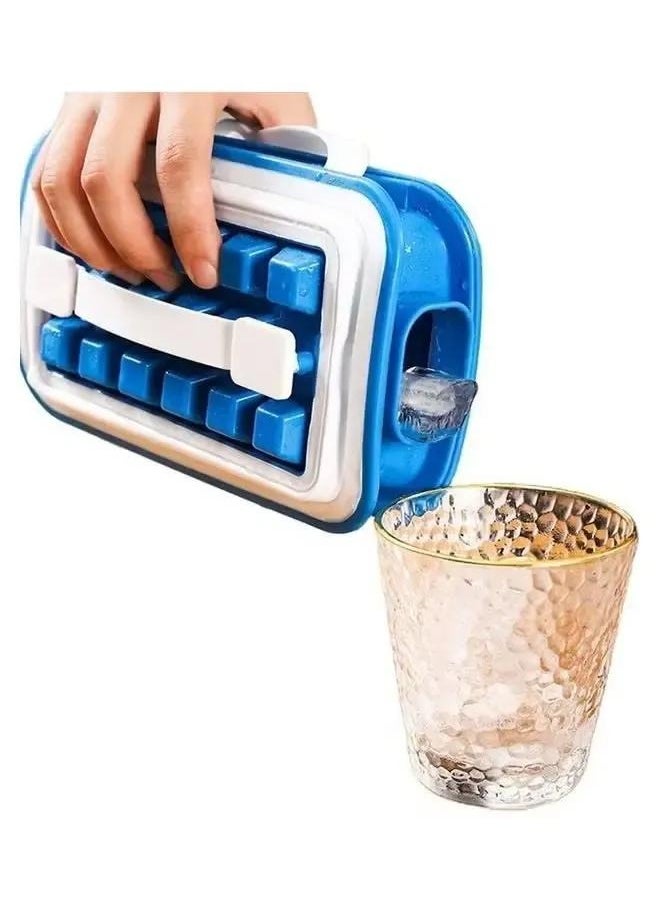 Portable Ice Cube Molds Flask Blue/White One Size, Silicone Ice Cube Tray - Silicone Molds - Cocktail Ice Cube Molds - Ice Bin