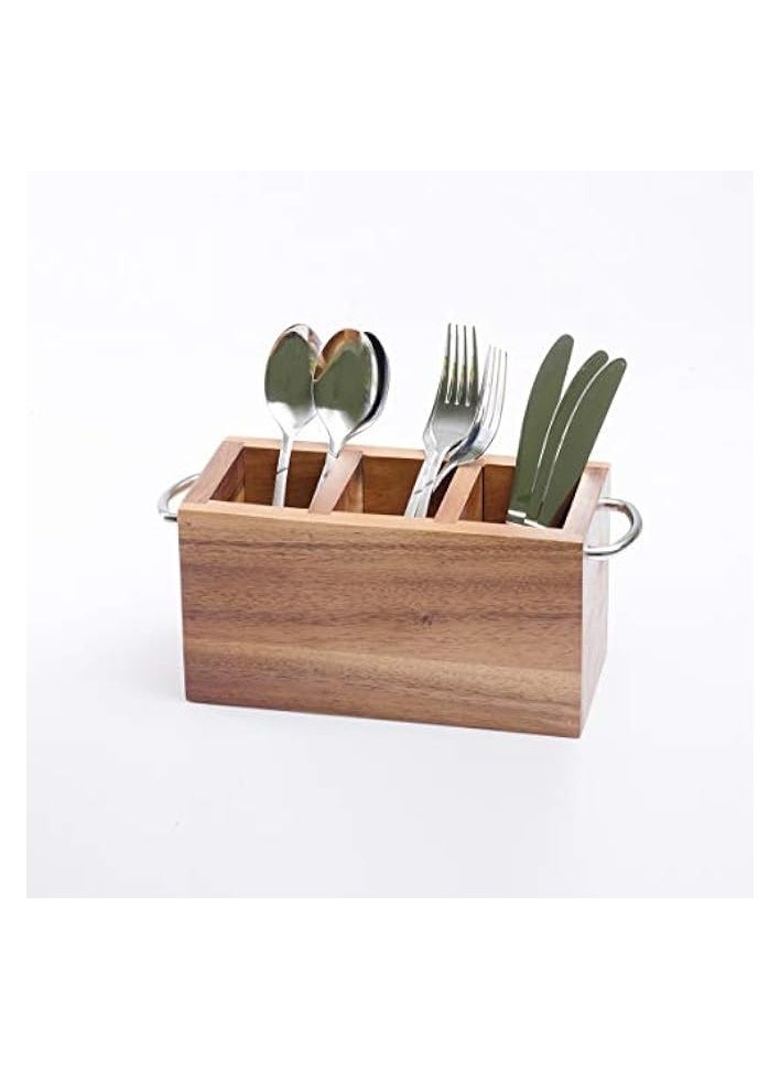 Wooden Cutlery Holder With Metal Handle Aca-118