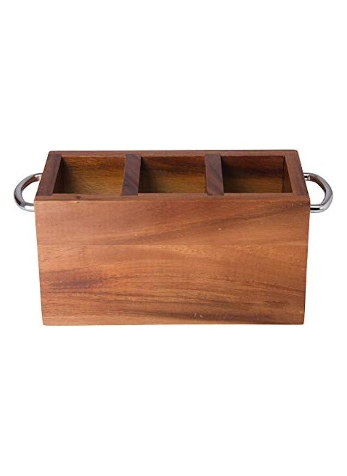 Wooden Cutlery Holder With Metal Handle Aca-118