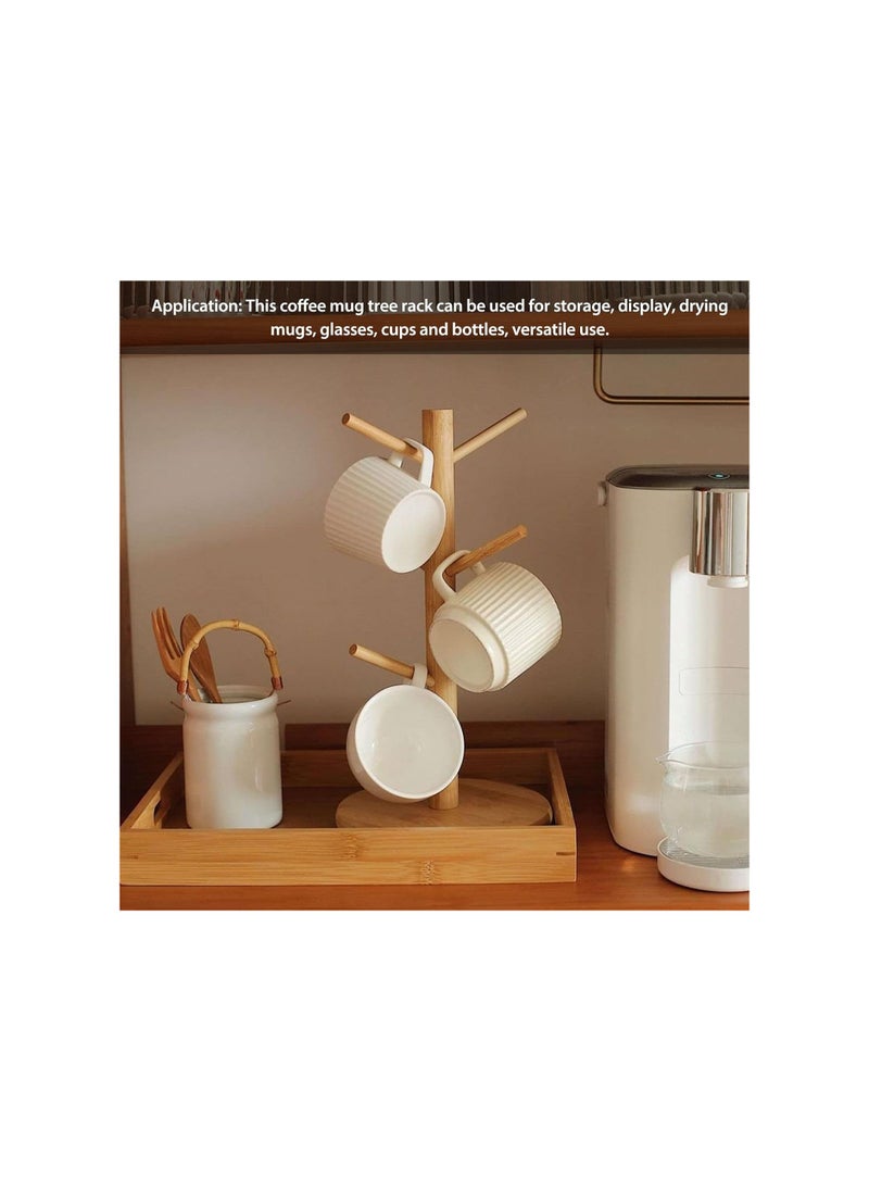 Durable Space Saving Coffee Cup Holder, Portable Coffee Cup Hanger Stand, Mug Holder Tree with 6 Hooks for Storage Display Drying Mugs Glasses Cups Bottles