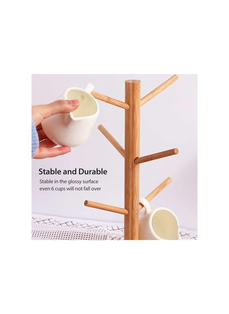 Durable Space Saving Coffee Cup Holder, Portable Coffee Cup Hanger Stand, Mug Holder Tree with 6 Hooks for Storage Display Drying Mugs Glasses Cups Bottles