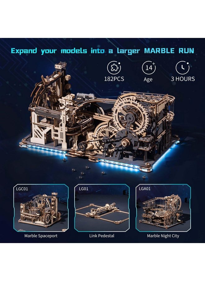 3D Puzzle Marble Link Pack Lg01, 3D Wooden Puzzles For Adults Marble Run Model Building Kits, Connector For Assembling Marble Spaceport Lgc01 And Marble Night City Lga01