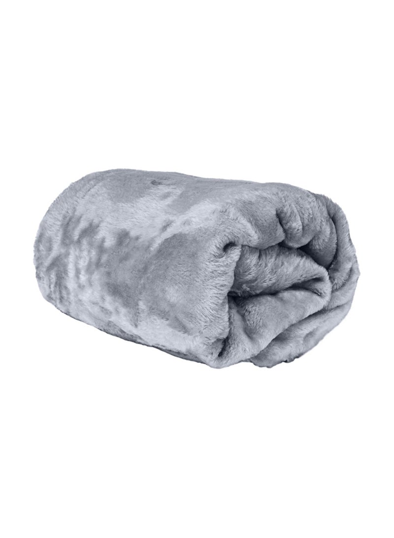 Single Micro Fleece Flannel Blanket - 260 GSM, Super Plush and Comfy Throw Blanket, Size : 150 x 200cm, Grey