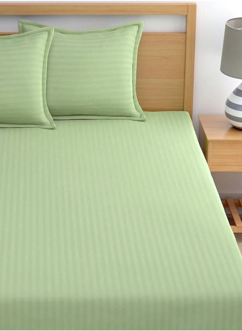 2-Set Fitted Bed Sheets +  Pillow Covers, King/Queen/Double/Single Sizes, Color Green