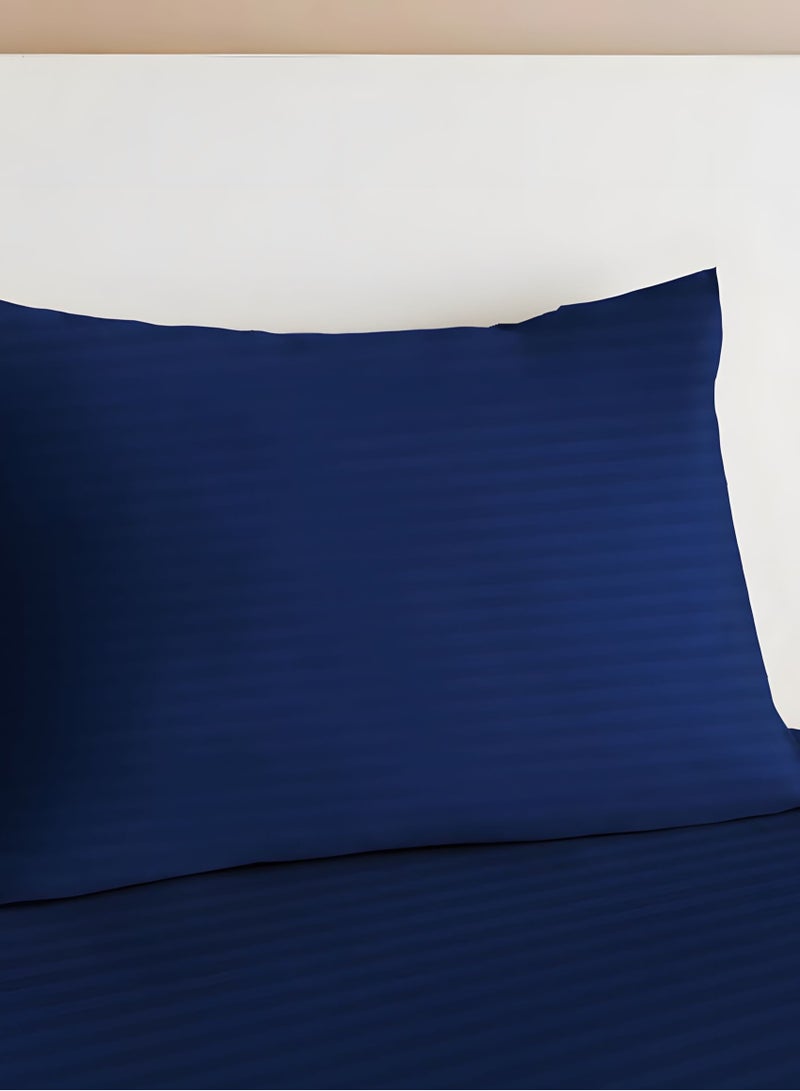 Fitted Bed Sheet +2Pcs Pillow Covers, King/Queen/Double/Single Sizes, Color Blue
