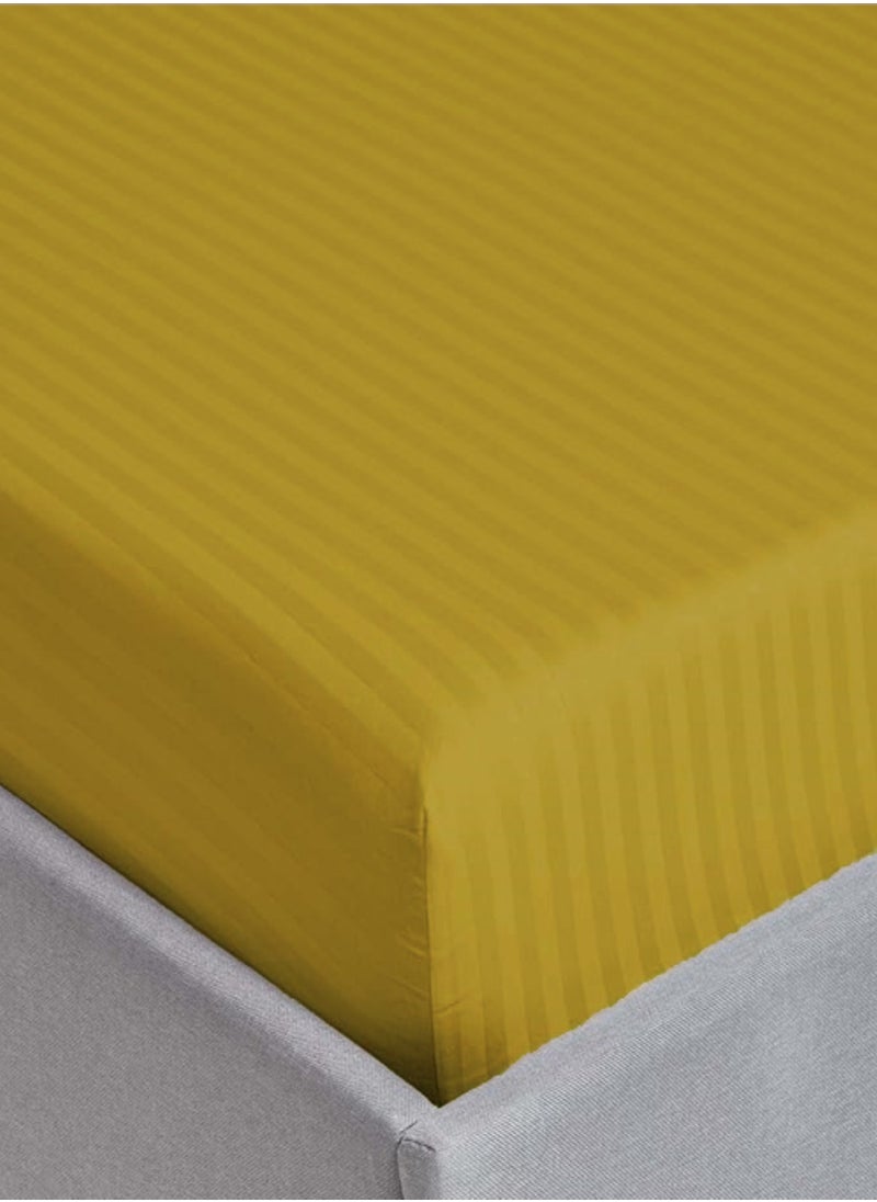 Fitted Bed Sheet +2Pcs Pillow Covers, King/Queen/Double/Single Sizes, Color Gold