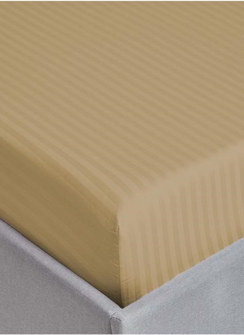 2-Set Fitted Bed Sheets +  Pillow Covers, King/Queen/Double/Single Sizes, Color Beige