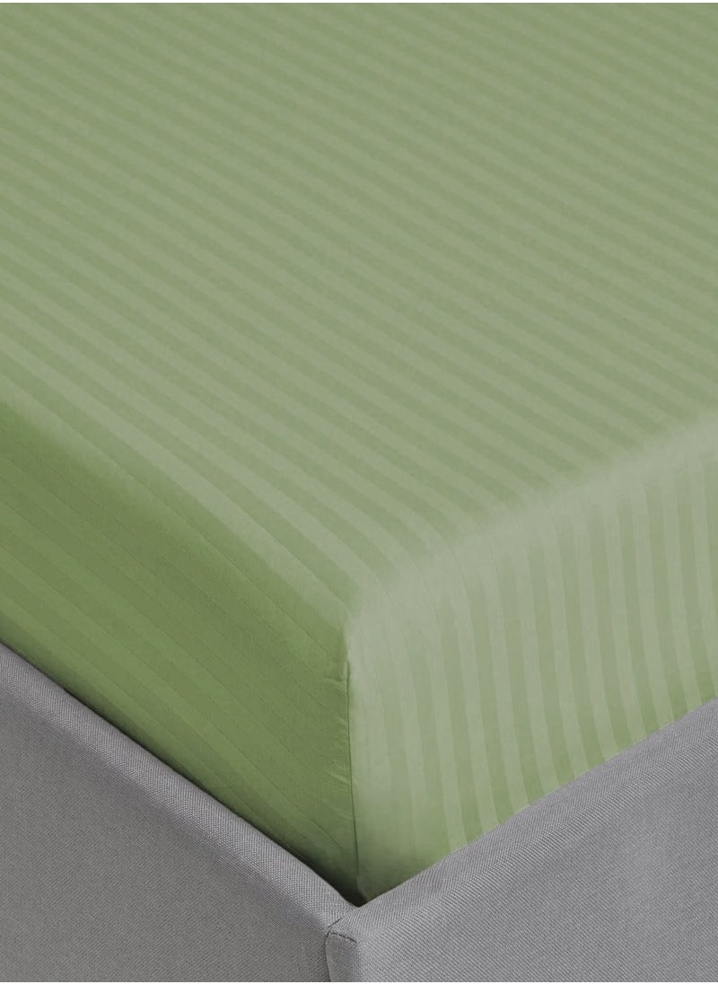 Fitted Bed Sheet +2Pcs Pillow Covers, King/Queen/Double/Single Sizes, Color Green