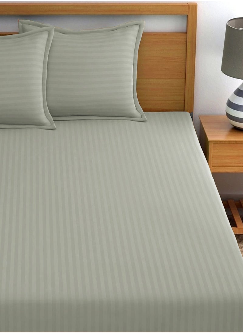 2-Set Fitted Bed Sheets +  Pillow Covers, King/Queen/Double/Single Sizes, Color Grey