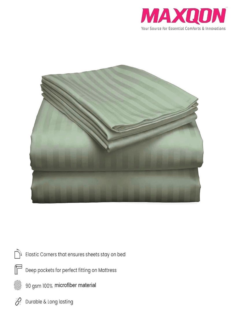 2-Set Fitted Bed Sheets +  Pillow Covers, King/Queen/Double/Single Sizes, Color Grey