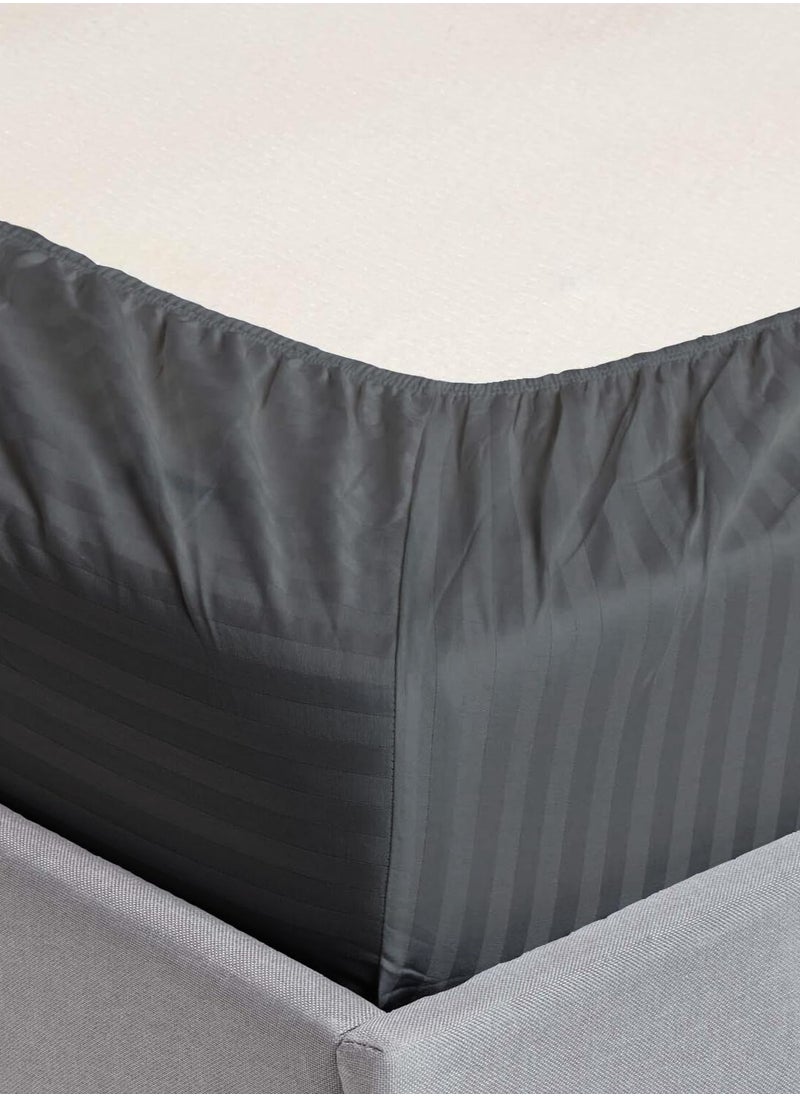 2-Set Fitted Bed Sheets +  Pillow Covers, King/Queen/Double/Single Sizes, Color Grey