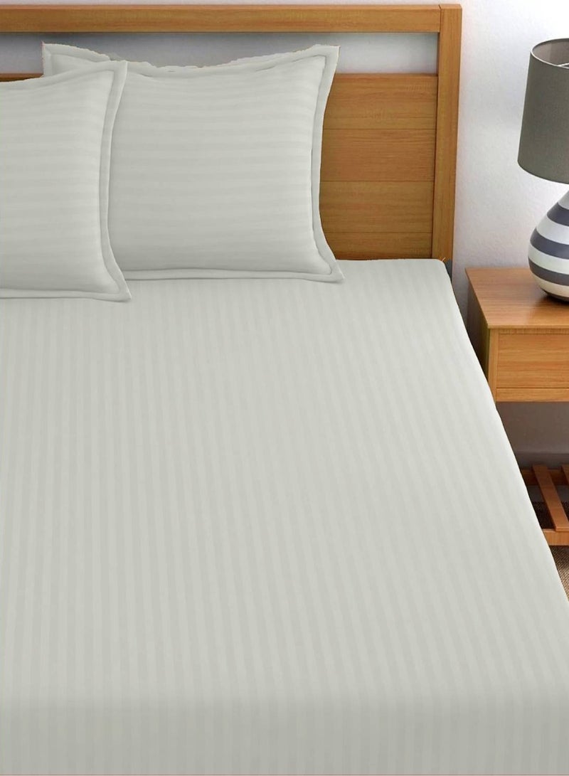 2-Set Fitted Bed Sheets +  Pillow Covers, King/Queen/Double/Single Sizes, Color White