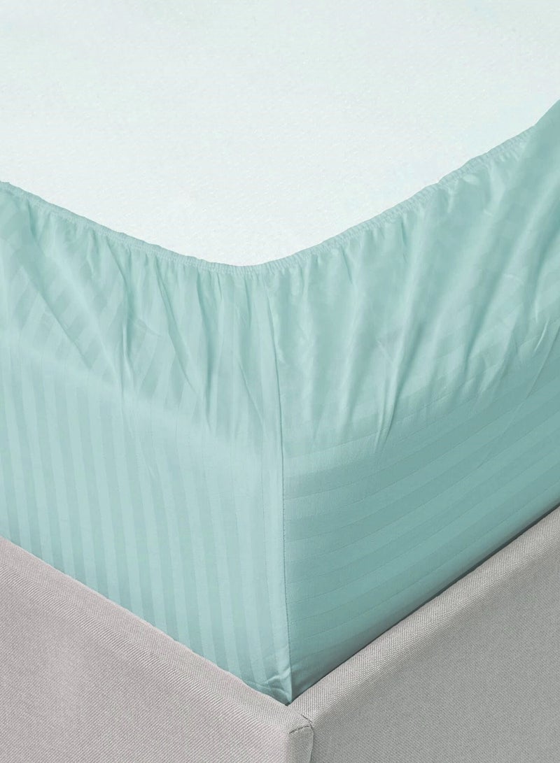 Fitted Bed Sheet +2Pcs Pillow Covers, King/Queen/Double/Single Sizes, Color Sky Blue