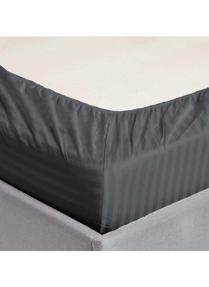 Fitted Bed Sheet +2Pcs Pillow Covers, King/Queen/Double/Single Sizes, Color Grey