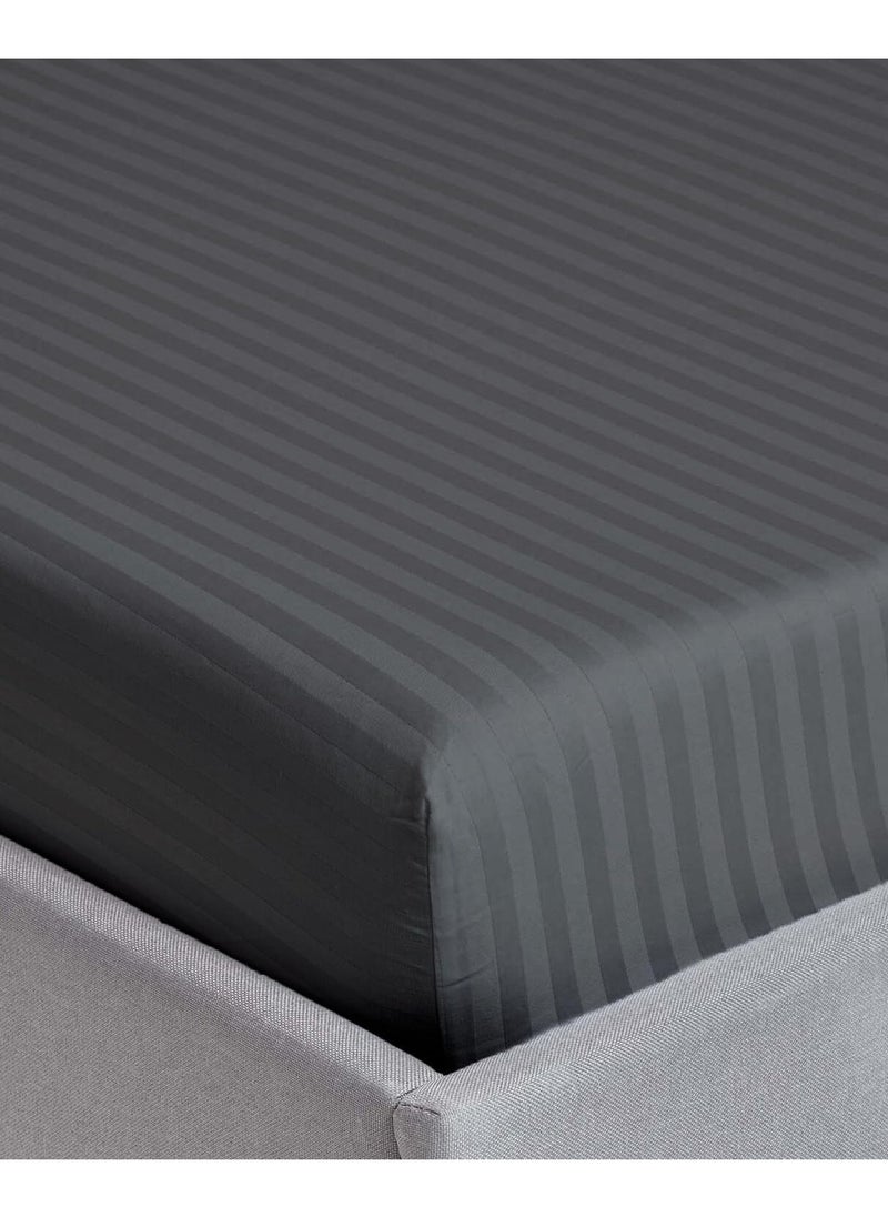 Fitted Bed Sheet +2Pcs Pillow Covers, King/Queen/Double/Single Sizes, Color Grey