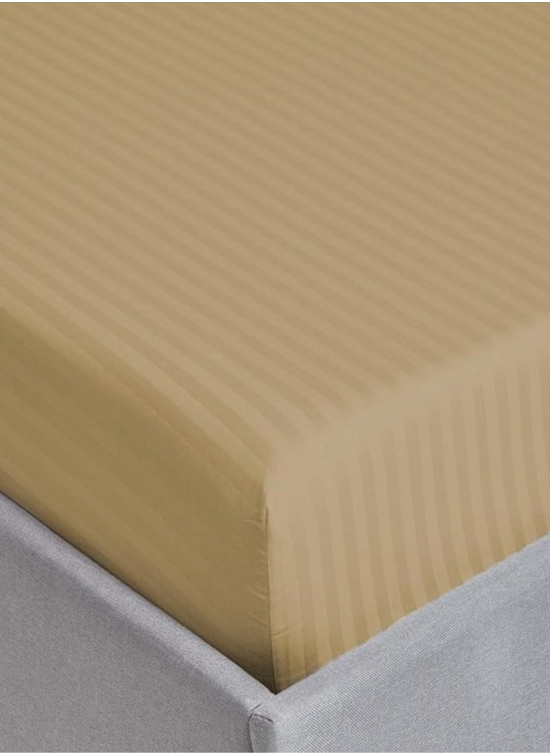 Fitted Bed Sheet +2Pcs Pillow Covers, King/Queen/Double/Single Sizes, Color Beige