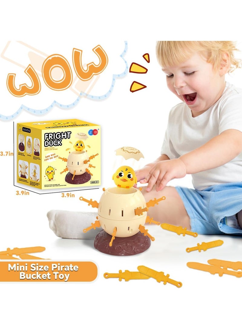 Mini Micro Pop-Up Kids Board Game, Pirate Barrel Insert, Party Tricks Parent-Child Interactive Game, Pirate Egg Table Toy, Party Activity Competition for Toddlers - Small Mini Size (Duck)