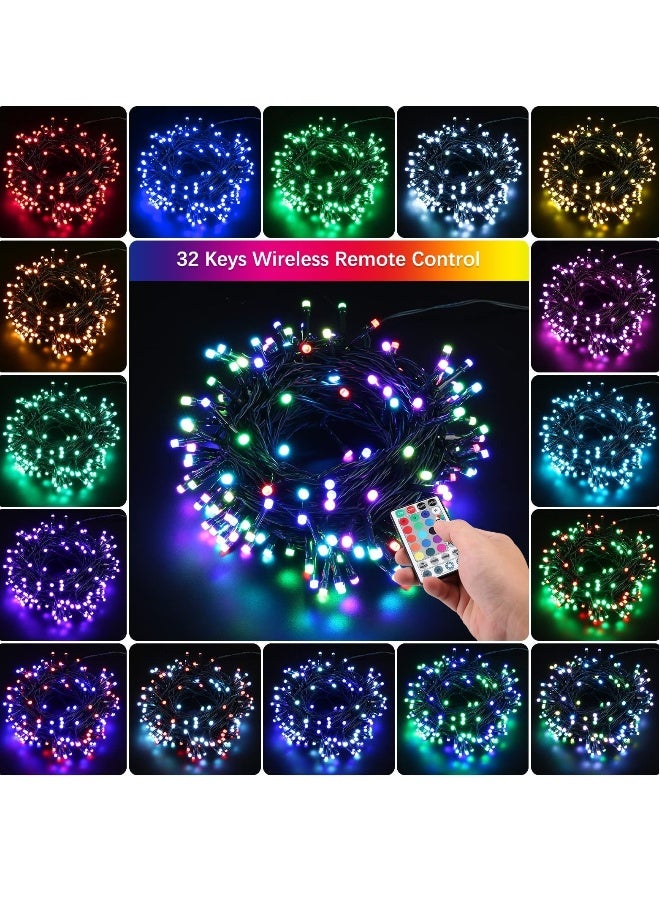 Halloween Lights Rgb Christmas Lights 66Ft 200 LED Color Changing Light With Remote Dimmable Christmas Lights Outdoor Indoor Waterproof Indoor Wedding Party Decorations