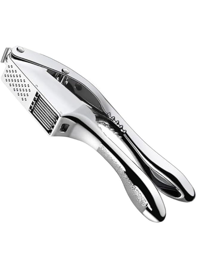 2-in-1 Garlic Press and Slicer, Effortlessly Crush, Slice, and Mince Garlic with Versatile Kitchen Tool, Ideal for Home Cooks and Professional Chefs (Silvery)