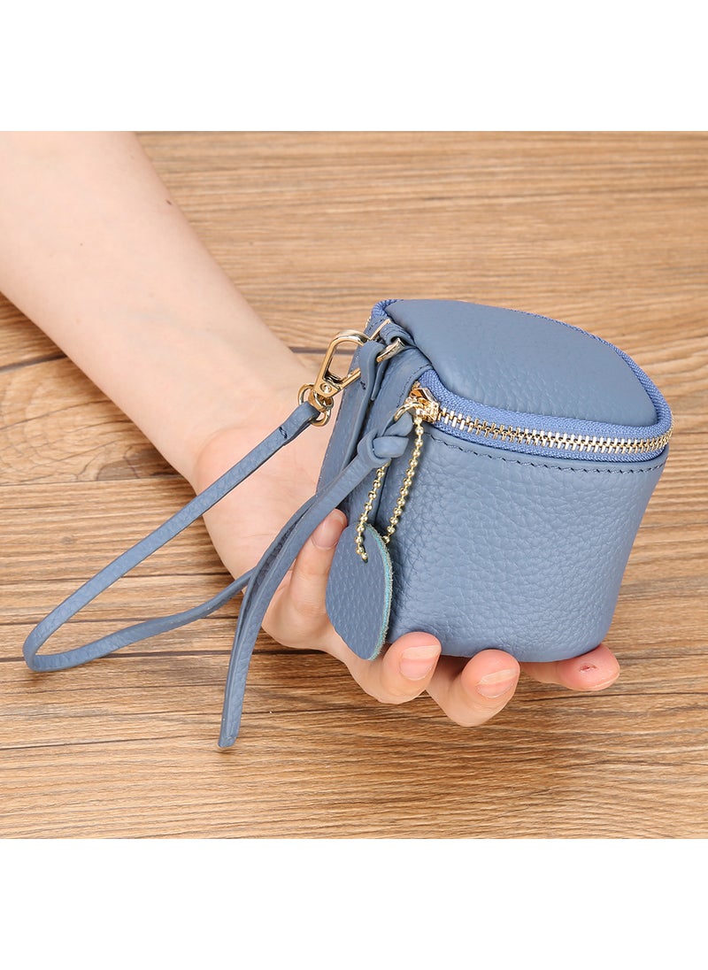 Cosmetic bag Mouth Red bag Air Cushion Genuine Leather Womens coin Purse mini coin bag Hand coin bag PersonalityBlue Blue