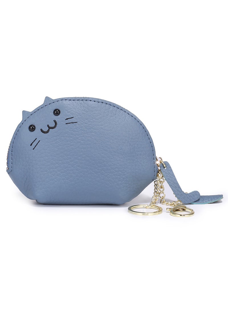 Creative Genuine Leather Coin Purse Womens Key Bag Simple Japanese Small Wallet Mini Cute Niche Coin BagDenim Blue Denim Blue