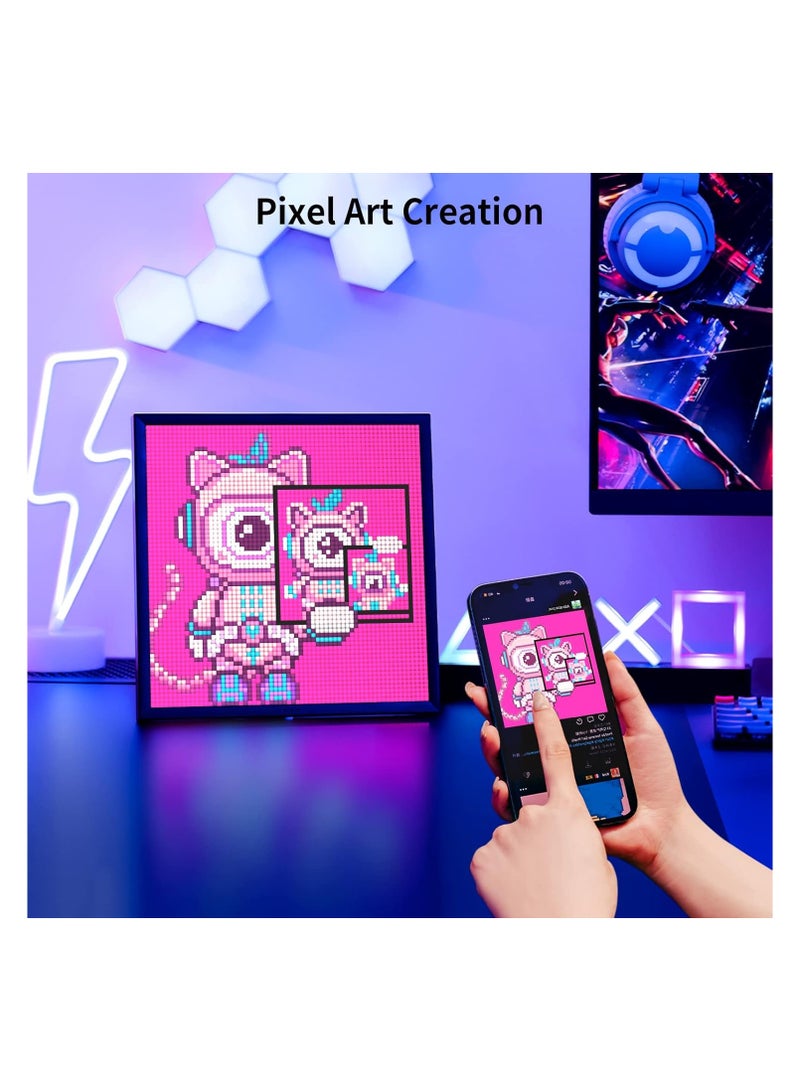 Customizable WiFi Pixel Cloud Digital Photo Frame, 64x64 LED Panel Display for Gaming Room