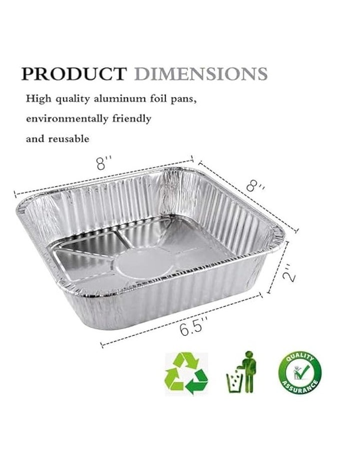 Aluminum Pans, 8x8 Aluminum Foil Pans, 50-Pack Disposable Aluminum Pans Perfect for Cooking, Heating, Storing, Prepping Food