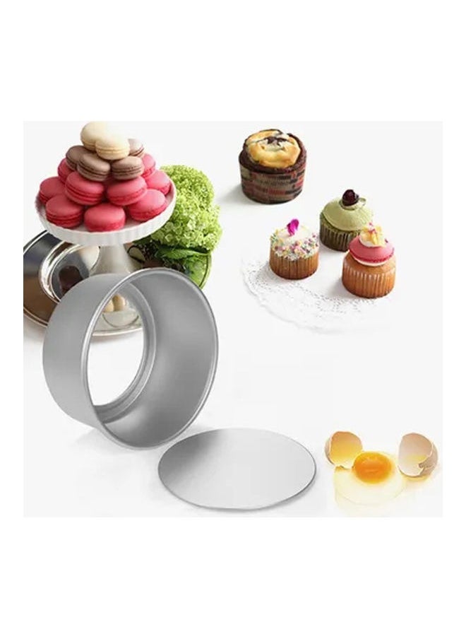 5-Piece Cake Mould With Removable Bottom Silver 6.4x4 , 11.2x4.5 , 14x4.5 , 16.3x7.5 , 21.8x8cm