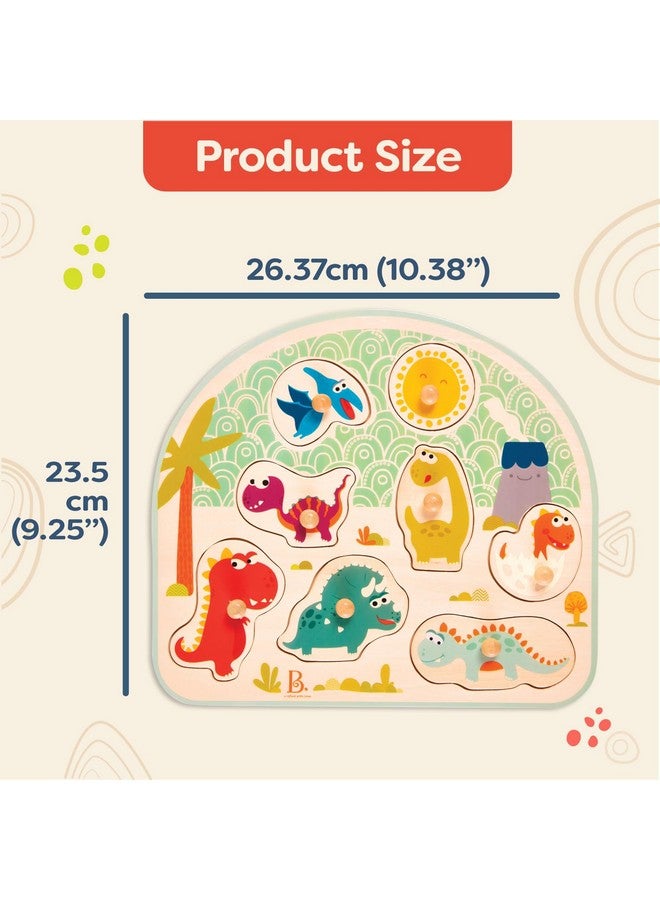 - Peg Puzzle 2-Pack - Dinos & Farm Animals- Wooden Peg Puzzles- 8 Pieces Each - Classic Toys For Toddlers, Kids - 18 Months +