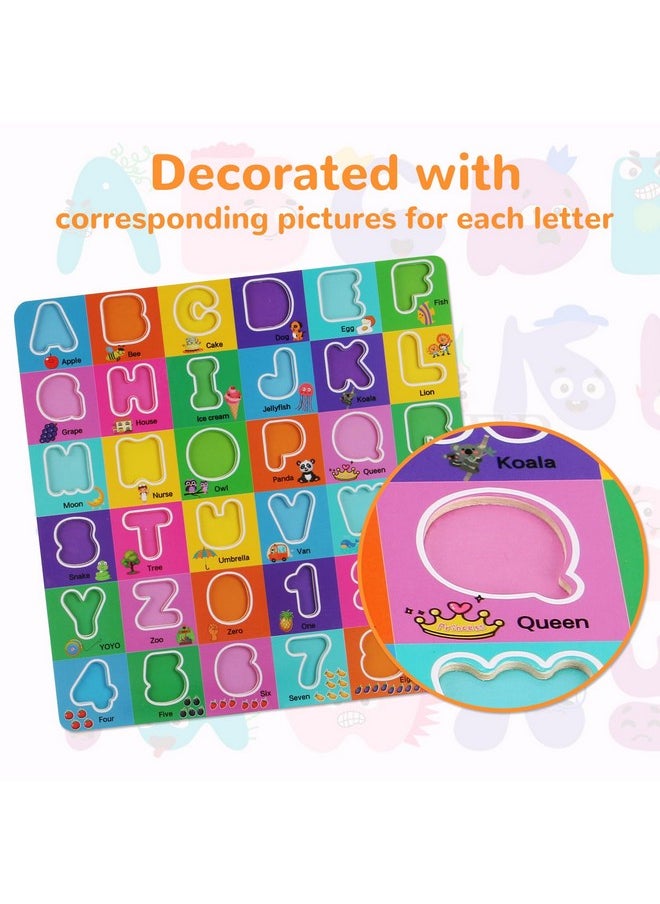 Wooden Alphabet Puzzles For Toddlers 2-4, Alphabet And Number Puzzle With Abc Learning For Toddlers 1-3, Preschool Learning Toys With Chunky Abc Puzzle Board For Girls Boys Kindergarten Ages 1 2 3 4