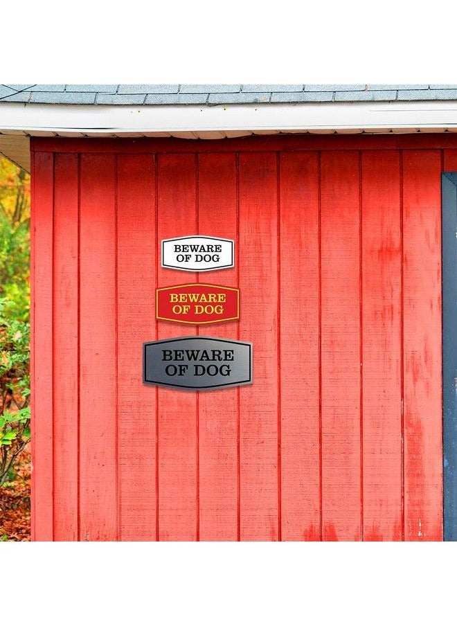 Fancy Beware Of Dog Wall Or Door Sign Laserengraved Lettering ; Durable Abs Plastic ; Vibrant Colors ; Elegant Fancy Shape (Blue Gold) Large