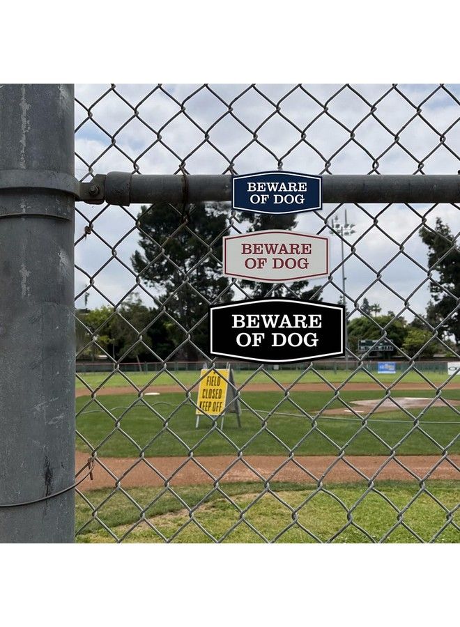 Fancy Beware Of Dog Wall Or Door Sign Laserengraved Lettering ; Durable Abs Plastic ; Vibrant Colors ; Elegant Fancy Shape (Blue Gold) Large