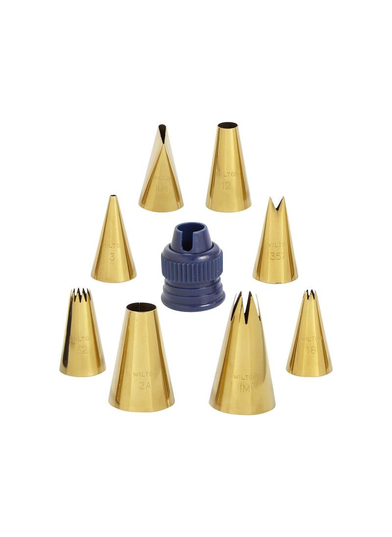 Navy Blue and Gold Piping Tips and Cake Decorating Supplies Set, 17 Piece, Assorted