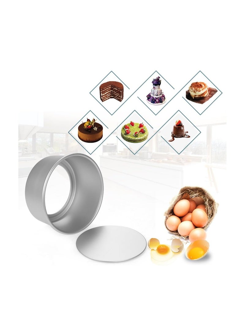 5Pcs Aluminum Alloy Round Cake Mould Chiffon Baking Pan Pudding Cheesecake Mold Set With Removable Bottom, Silver